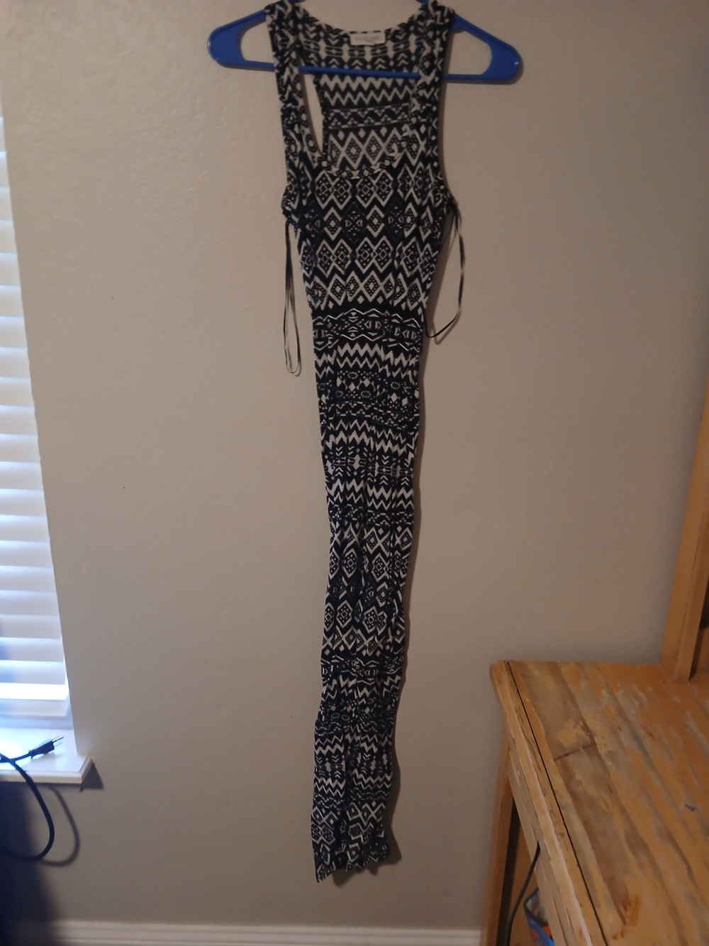 Black & White Geometric Print Maxi Dress